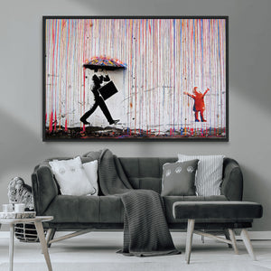 Banksy Wall Art Canvas Print, Framed Graffiti Art Picture