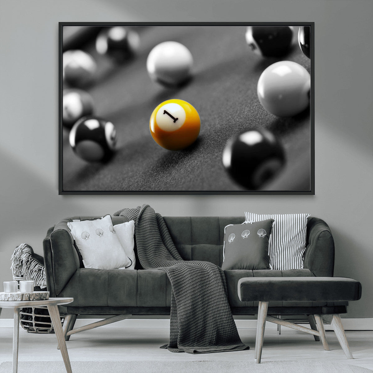 Wall Art Pool Table and Balls Canvas Print