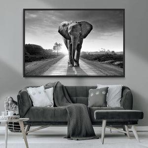 Black and White Elephant Wall Art Canvas Print