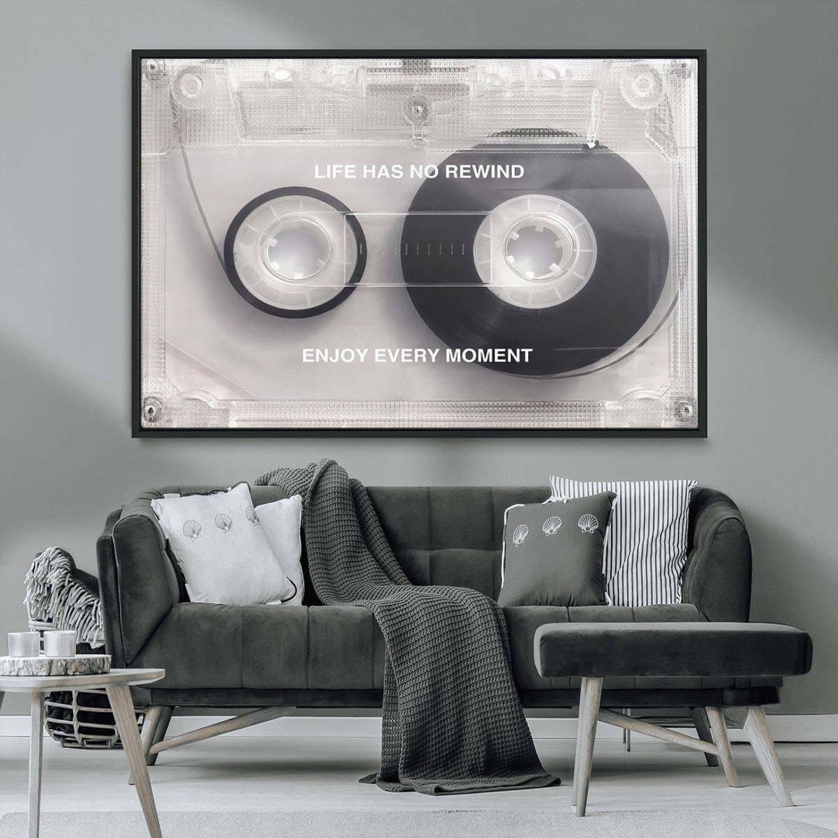 Vintage Cassette Tape Canvas Wall Art - Inspirational 'Life