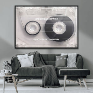 Vintage Cassette Tape Canvas Wall Art - Inspirational 'Life