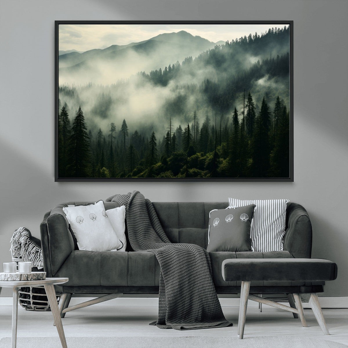 Captivating Misty Forest Wall Art Premium Canvas Print a