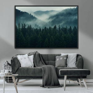 Captivating Misty Forest Wall Art Premium Canvas Print,