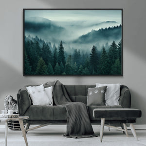 Captivating Misty Foggy Forest Wall Art Premium Canvas Print