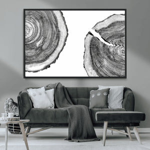 Abstract Large Tree Rings – Minimalist Black and White Wood