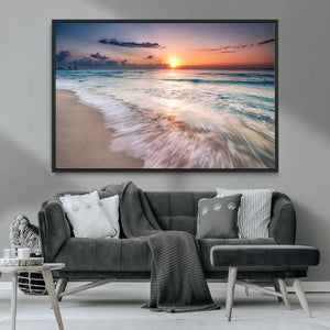 Sunset Beach Wall Art – Soothing Coastal Landscape, Ready to