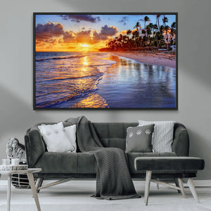 Serene Beach Sunset Wall Art Canvas- Coastal Seascape Print