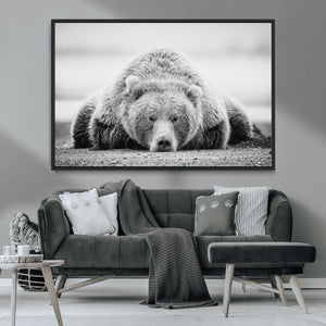 Resting Grizzly Bear Wall Art Canvas Print – Majestic Lazy