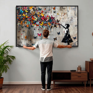 Banksy Wall Art - Banksy Girl and Butterfly Explosion Wall