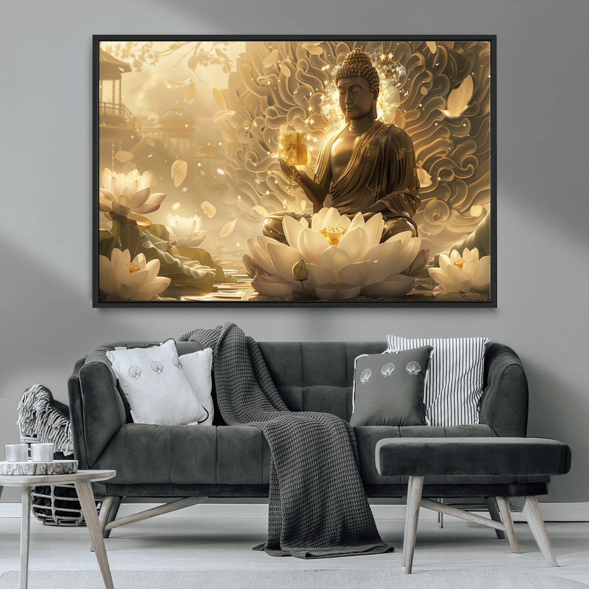 Golden Buddha Wall Art | Yoga Room Decor and Meditation Room