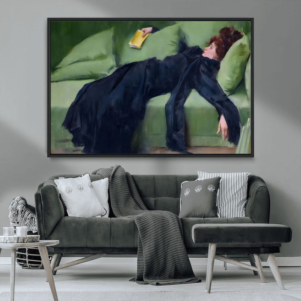 Decadent Girl by Ramon Casas Wall Art Canvas Print, Framed