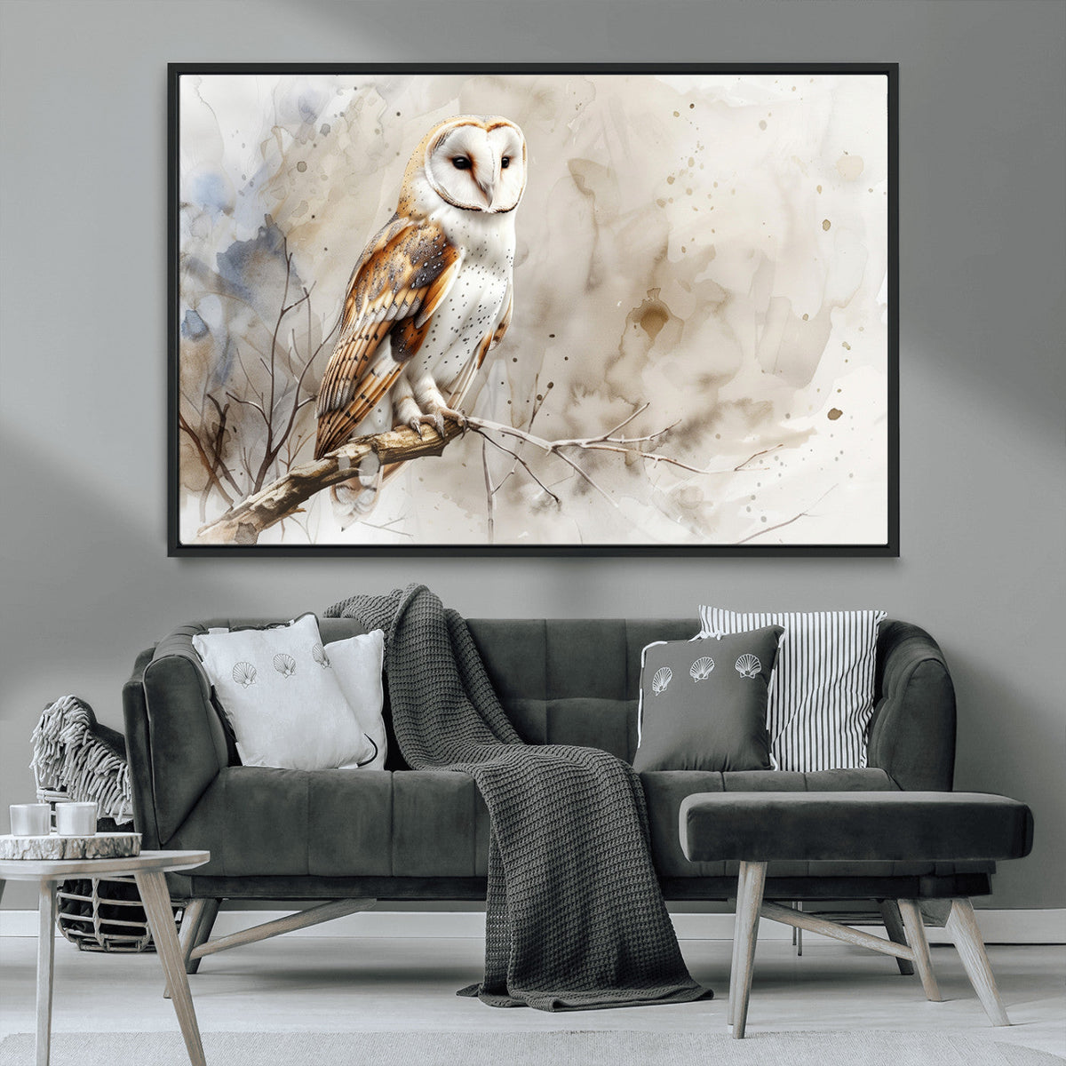 Barn Owl Wall Art | Watercolor Canvas Print | Perfect for