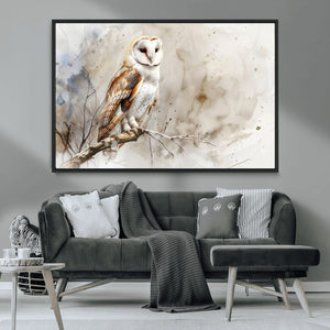 Barn Owl Wall Art | Watercolor Canvas Print | Perfect for
