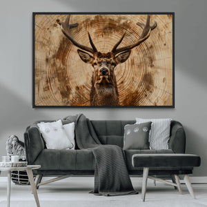 Wood Abstract Deer Wall Art | Rustic Wildlife Canvas Print |