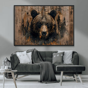 Rustic Grizzly 399 Wall Art | Triptych Canvas Print | Rustic