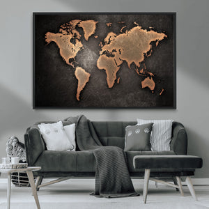 World Map Canvas Print – Framed Travel Map Wall Art for