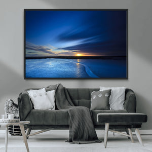 Blue Sunset Ocean Canvas Wall Art Print – Serene Coastal
