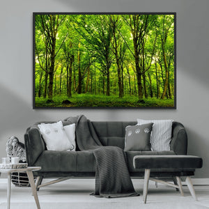 Lush Green Forest Canvas Print | 3-Panel Forest Wall Art |