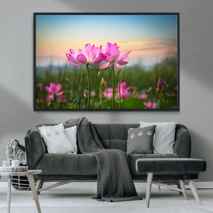Pink Flower on the Mountain Canvas Print, Framed Pink Flower