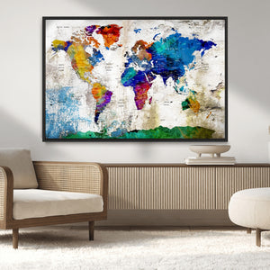 World Map Canvas Print – Framed Travel Map Wall Art for