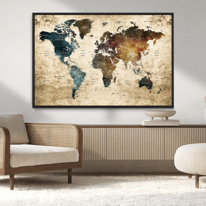 World Map Canvas Print – Detailed Map of the World Wall Art