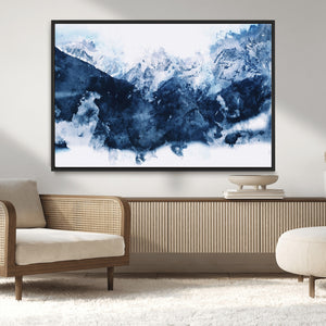 Abstract Blue Mountain Canvas Wall Art – Modern Triptych