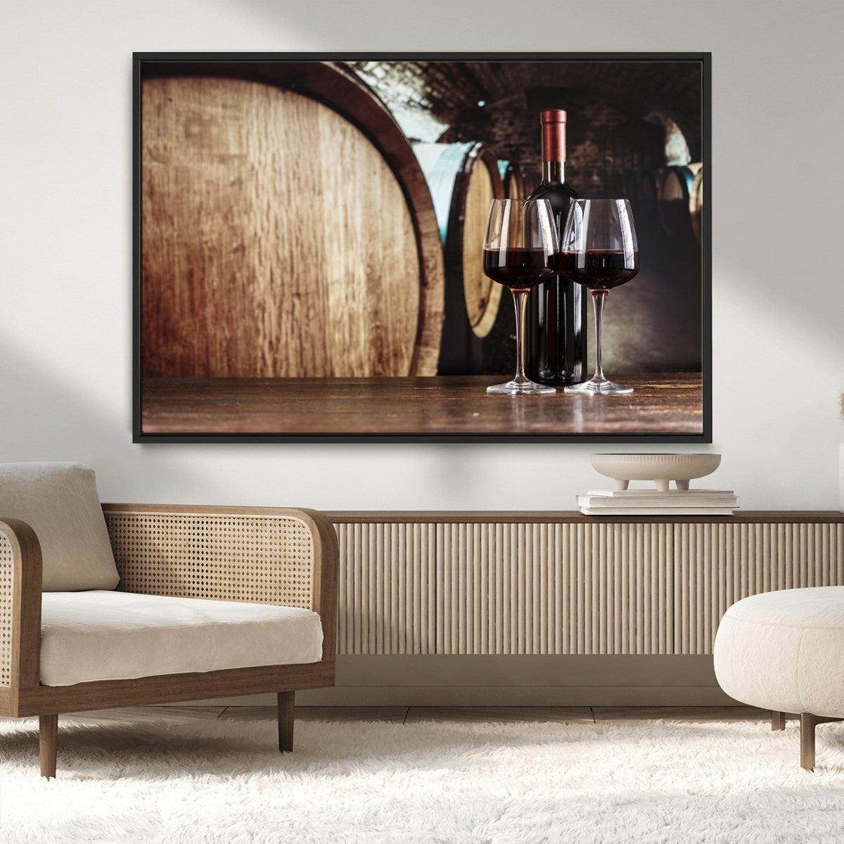 Wine and Barrel Wall Art Canvas Print