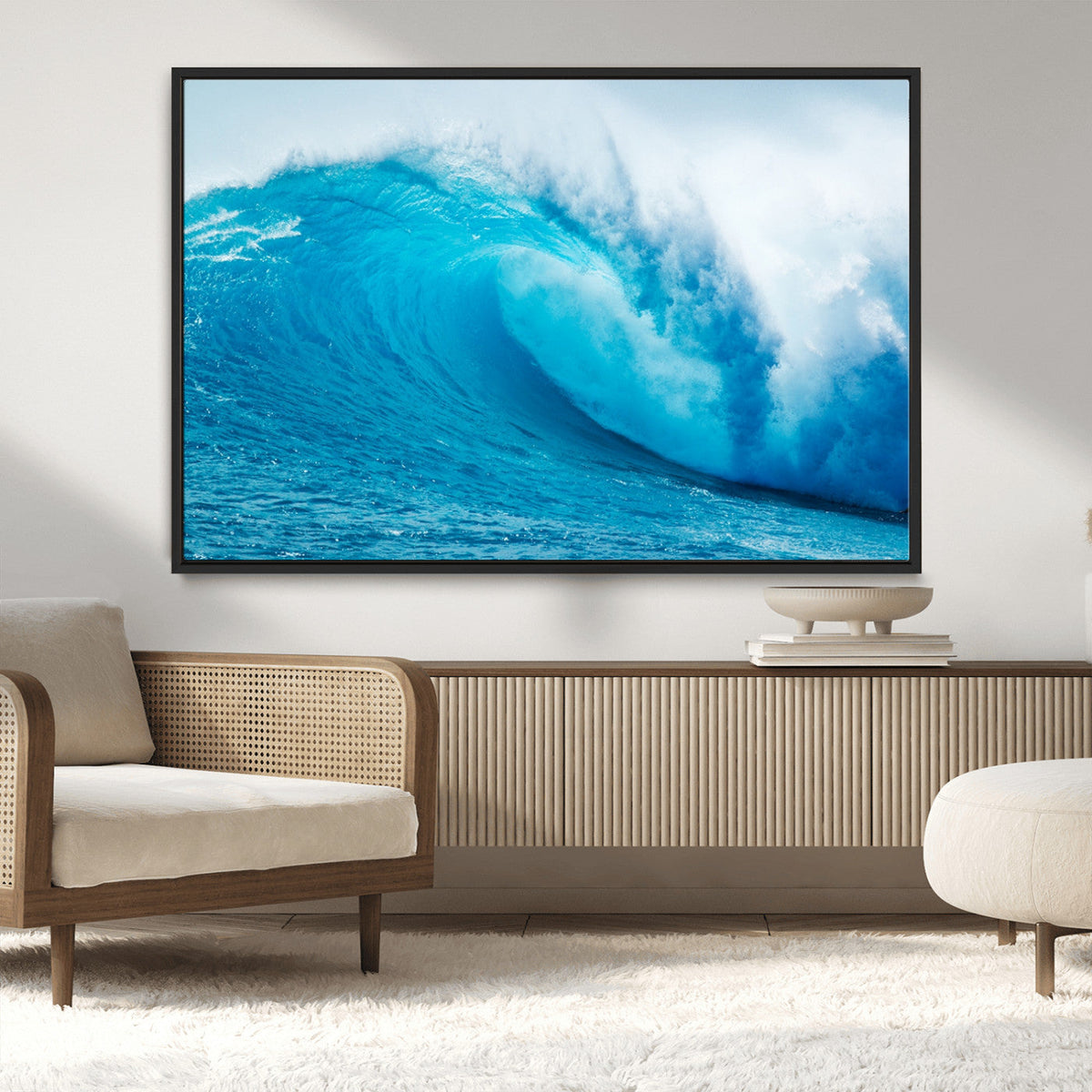 Big Ocean Surfing Wave Wall Art Canvas Print