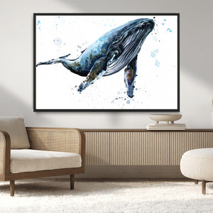 Watercolor Whale Wall Art Canvas Print