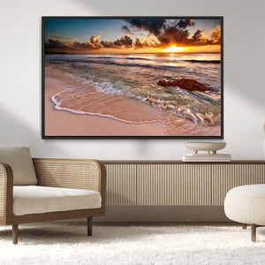 Sunset on Ocean Wall Art Canvas Print