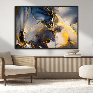 Large Abstract Wall Art Print -  Gold and Blue Abstract
