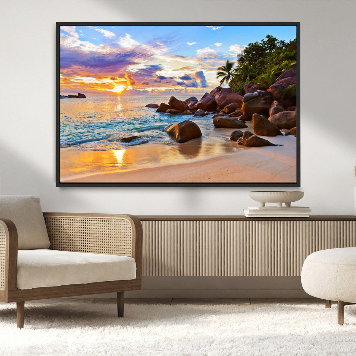 Tropical Island Beach Sunset Canvas Print