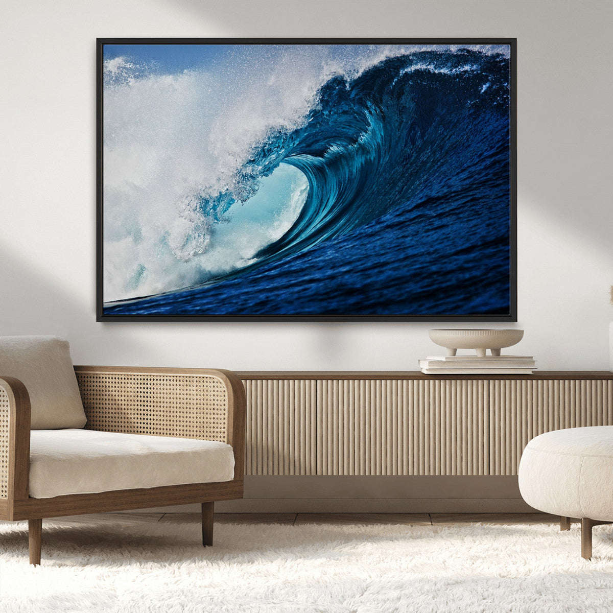 Ocean Wave at Sunset Canvas Art, Large Wall Print of Vibrant