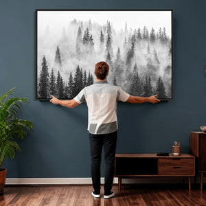 Forest Wall Art Print | Foggy Pine Forest Canvas Wall Art -