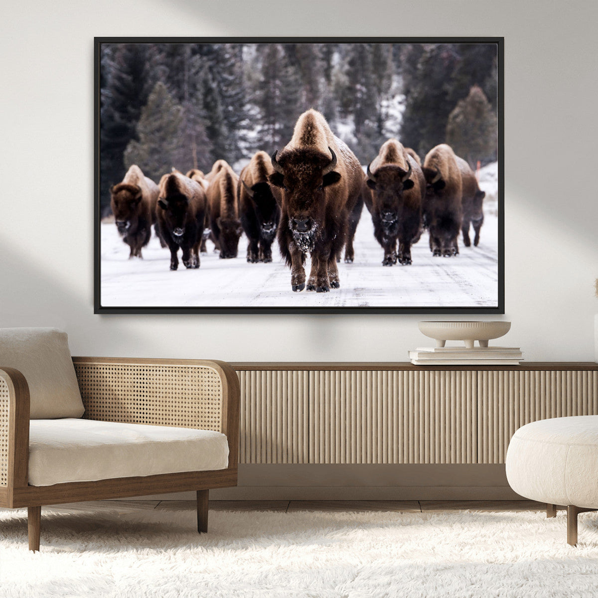 Bison Wall Art Canvas Print- Bison Herd Canvas Wall Art –