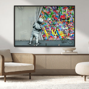 Banksy Colorful Street Graffiti Canvas Wall Art Print,