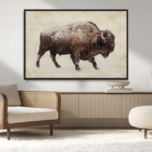 Buffalo Wall Art, Western Bison Canvas Print, Rustic Buffalo