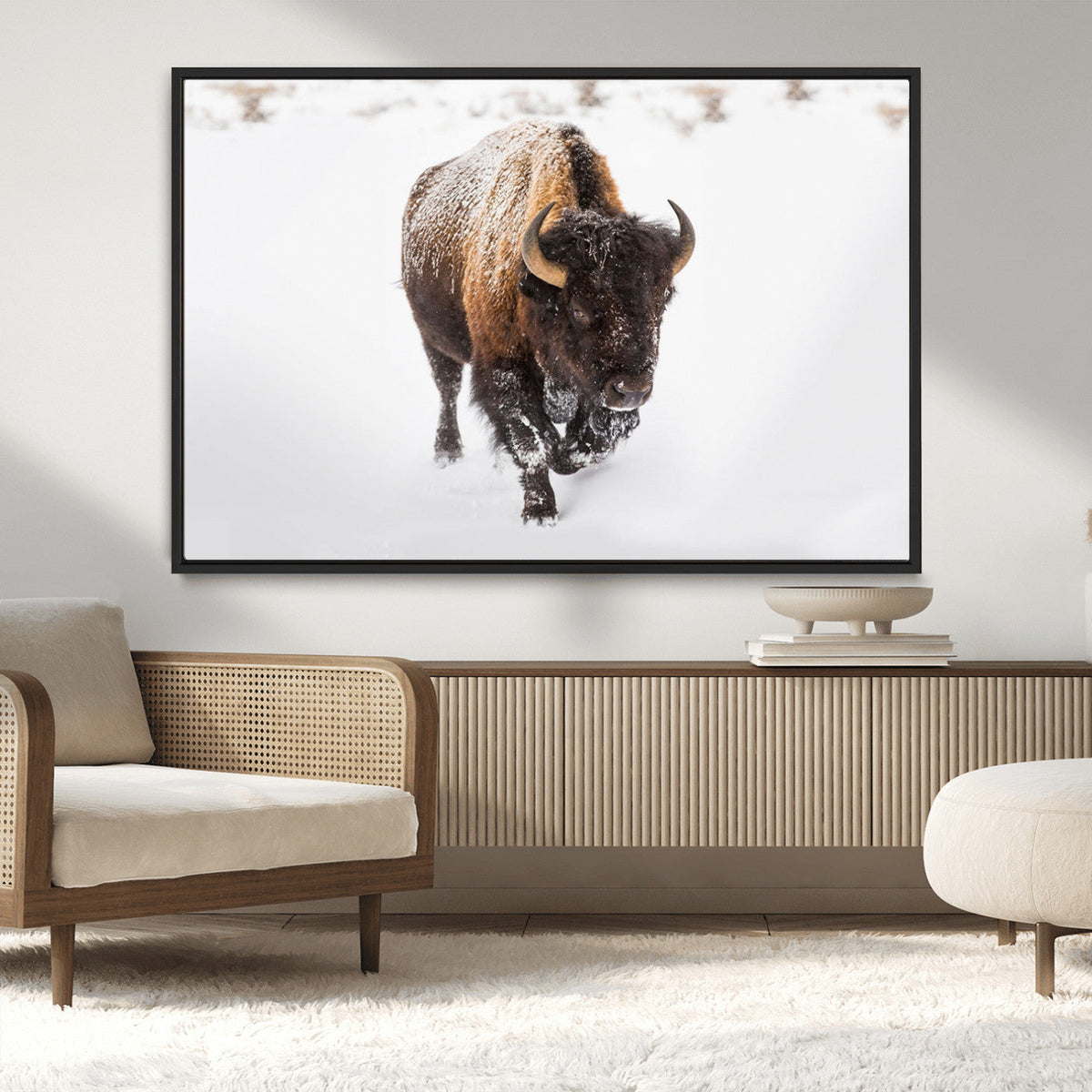 Bison Winter Wall Art Canvas Print For Farmhouse Decor