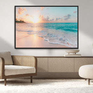 Beach Sunrise Wall Art, Coastal Seascape Canvas Print, Ocean