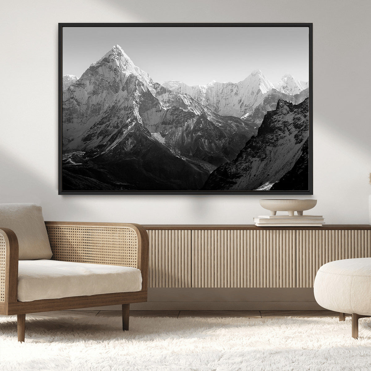 Everest Himalaya Mountain Peaks Black & White Triptych