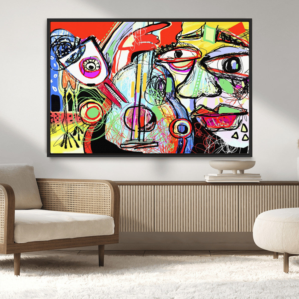 Picasso Style Art Abstract Canvas Wall Art Print , Colorful