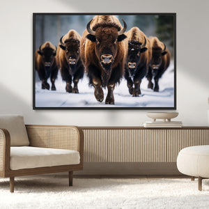 Buffalo Wall Art Canvas Print, American Bison Herd Wall Art