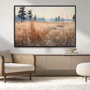 Golden Fields Canvas Wall Art Print – Serene Landscape of