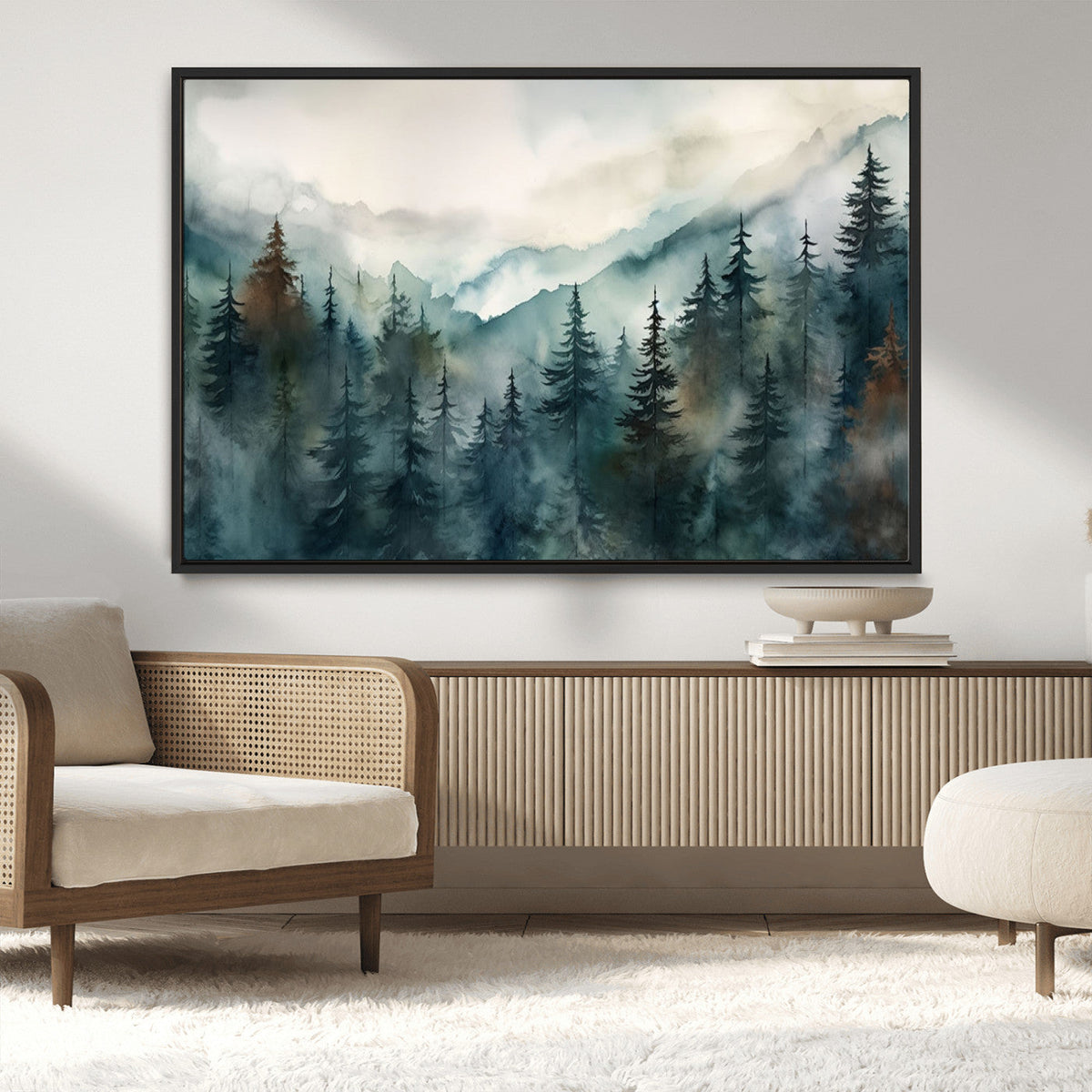 Serenity Forest Wall Art Canvas | Foggy Mountain Landscape
