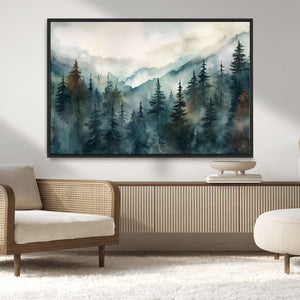 Serenity Forest Wall Art Canvas | Foggy Mountain Landscape