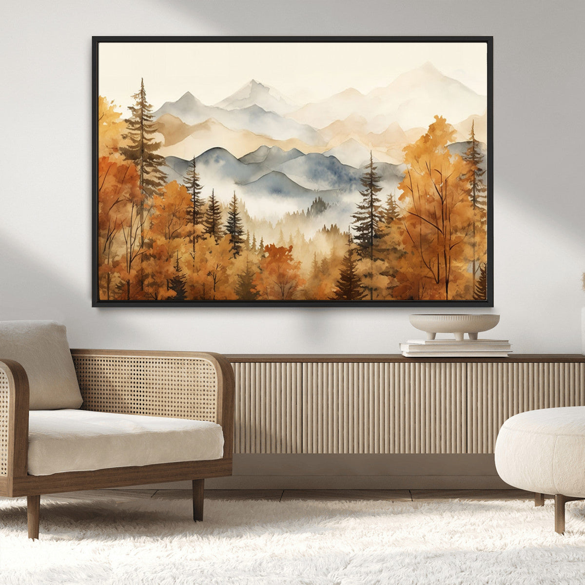 Golden Autumn Forest Wall Art Canvas | Mountain Landscape