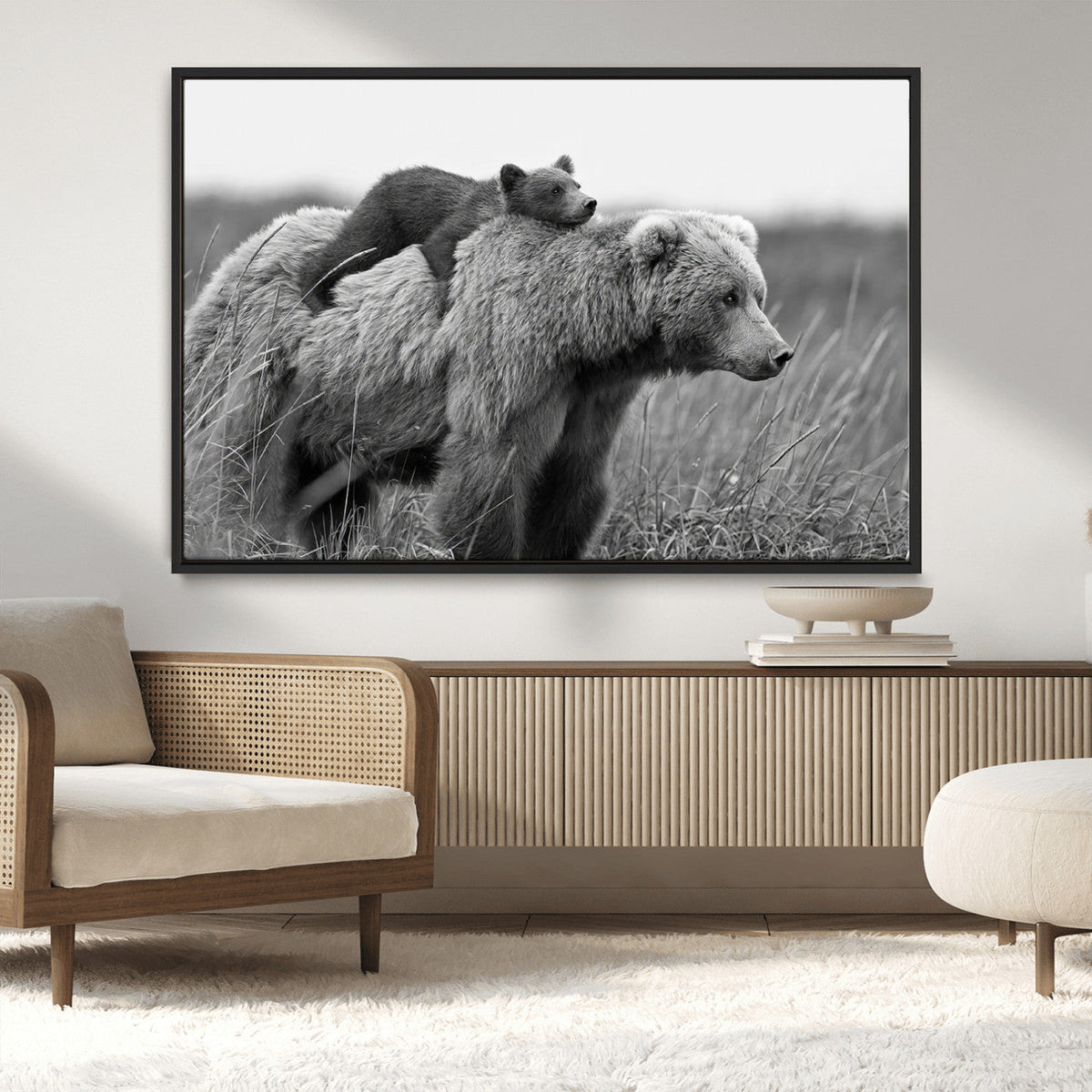 Bear and Cub Wall Art Canvas | 399 Bear Cub