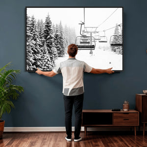 Ski Wall Art - Ski Lift Wall Art Canvas Print Snow Covered