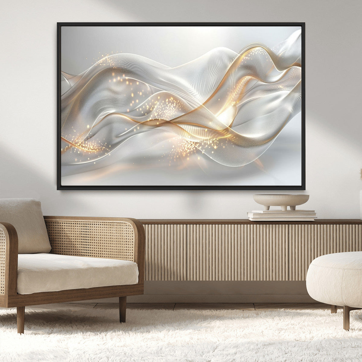 Abstract art Grey and Gold Lines Wall Art