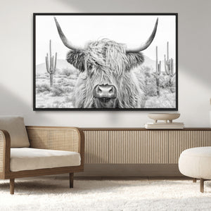 Rustic Charm | Cow Longhorn Black White Bighorn Wall Art